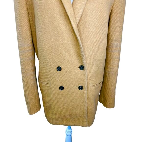 Banana Republic camel double breasted wool coat classic preppy academia neutral - Picture 3 of 12